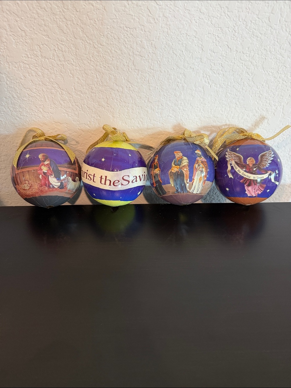 Christmas Nativity Purple Plastic Ornament Set